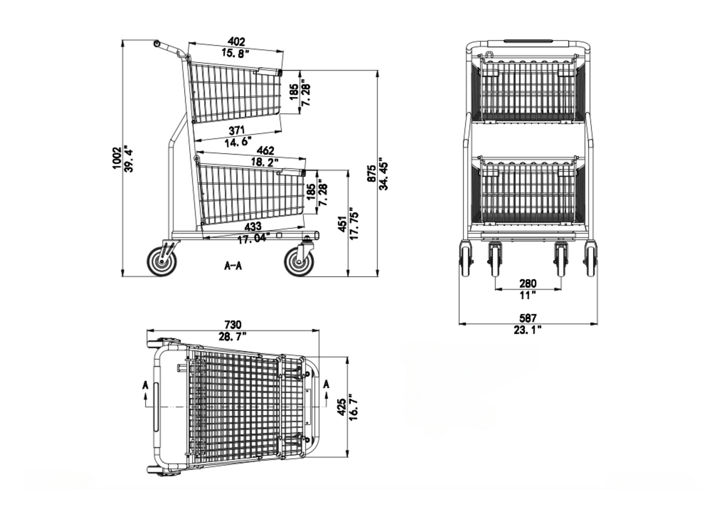 Shopping Cart Doble Canasta - Spartan