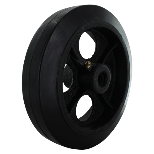 8″ X 2″ Black Rubber Steel Flat Tread Medium/Heavy Duty Wheel. With 1/2″ Roller Bearings.
