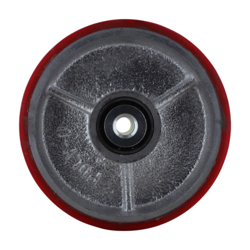 6″ X 2″ Red on Silver Die Cast TPU on Silver Medium/Heavy Duty Wheel