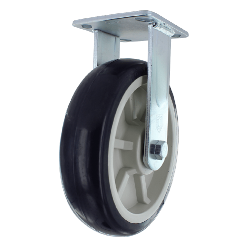 Medium/Heavy Duty Rigid Caster with Zinc Plated Steel with Lacquer Dip Yoke, 4″ X 4 1/2″ Plate Mount, 8″ X 2″
