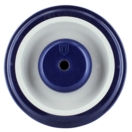 5″ X 1 1/4″ Blue on Tan TPU A98 Crown Tread on Polypropylene, Light/Medium Duty Wheel, with 5/16″