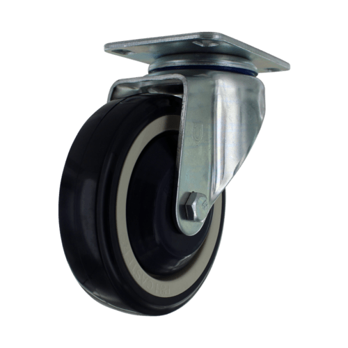 Light/Medium Duty Caster with Zinc Plated Steel with Lacquer Dip Yoke, 2 3/8″ X 3 5/8″ Plate Mount